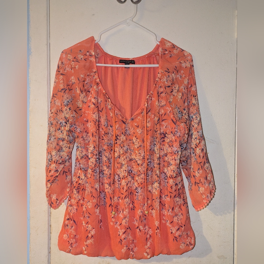Orange Floral Women's Top